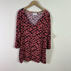Leota Women’s Floral V Neckline 3/4 Length Sleeve Shirt Top